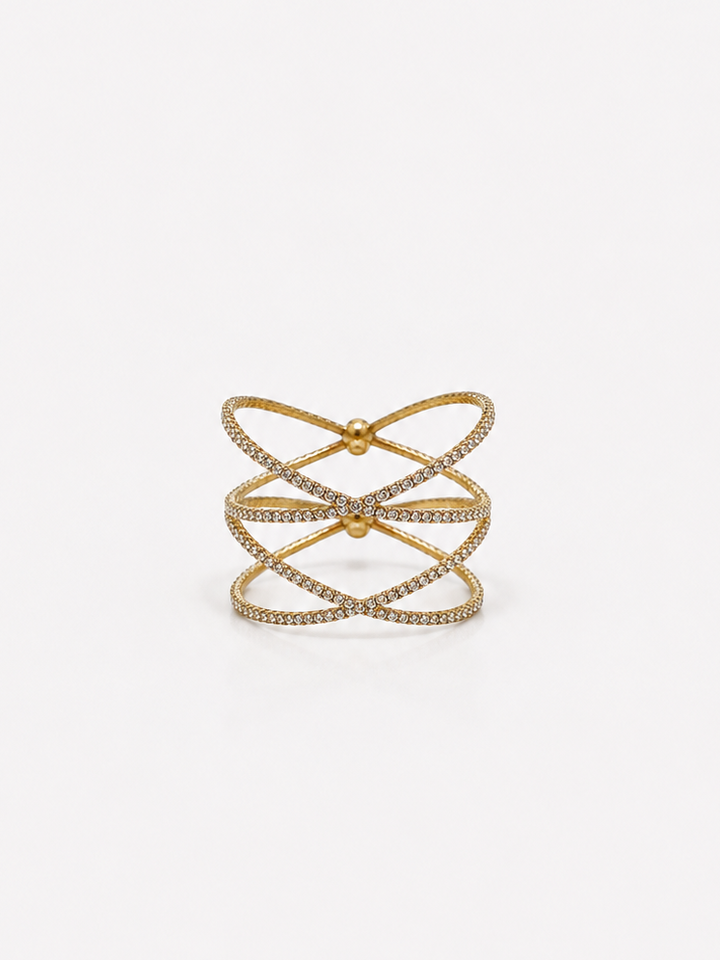 Brazalete cruzado brillos dorado