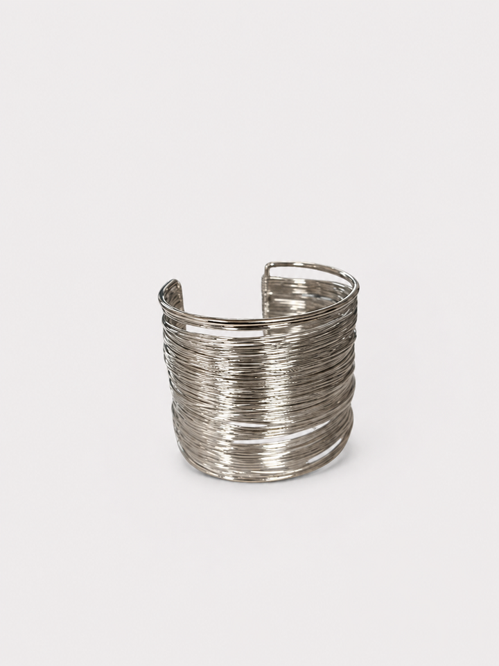 Brazalete hilos cruzados plateado