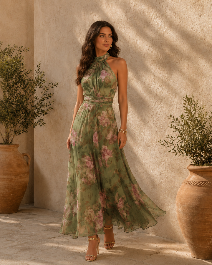 Livia | Vestido Maxi Halter Floral