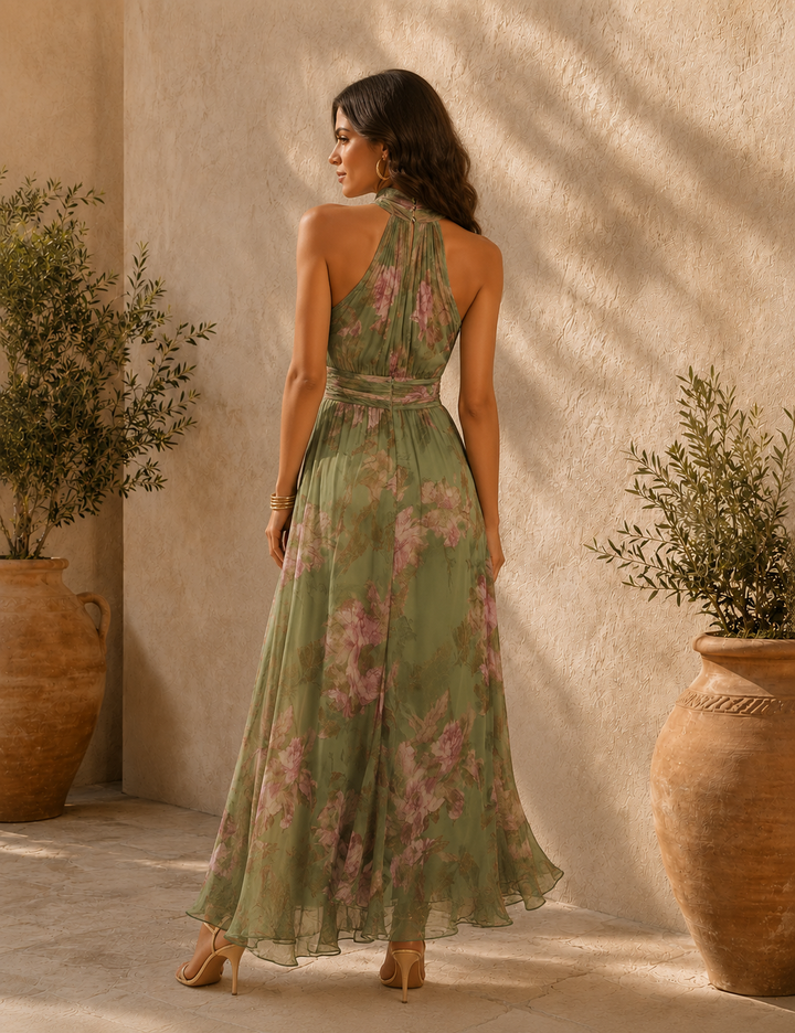 Livia | Vestido Maxi Halter Floral