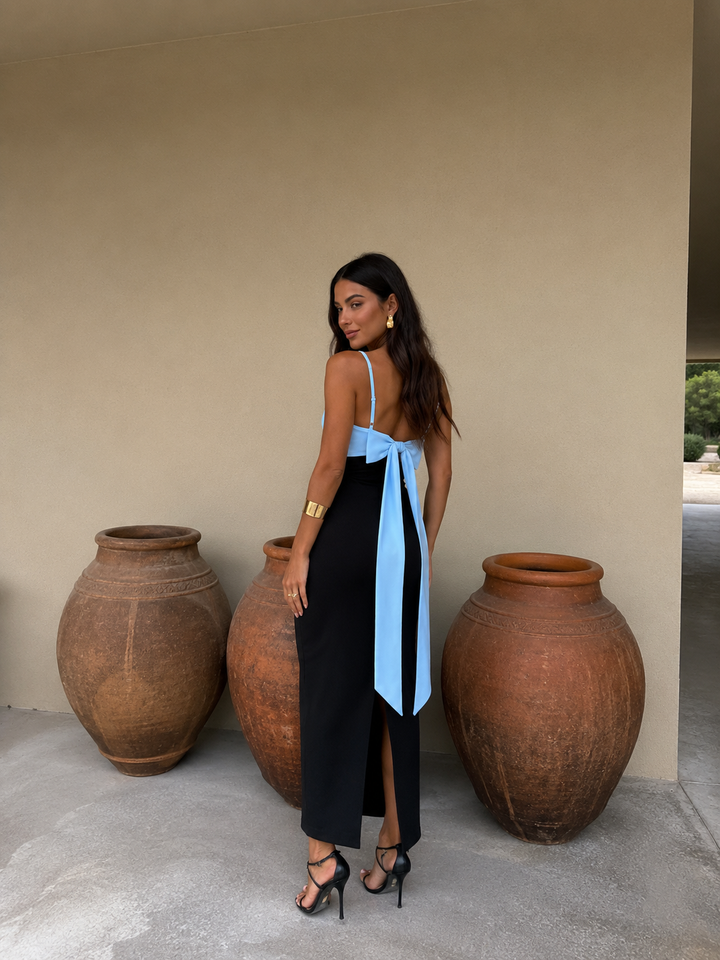 Joanna / Vestido en negro y azul