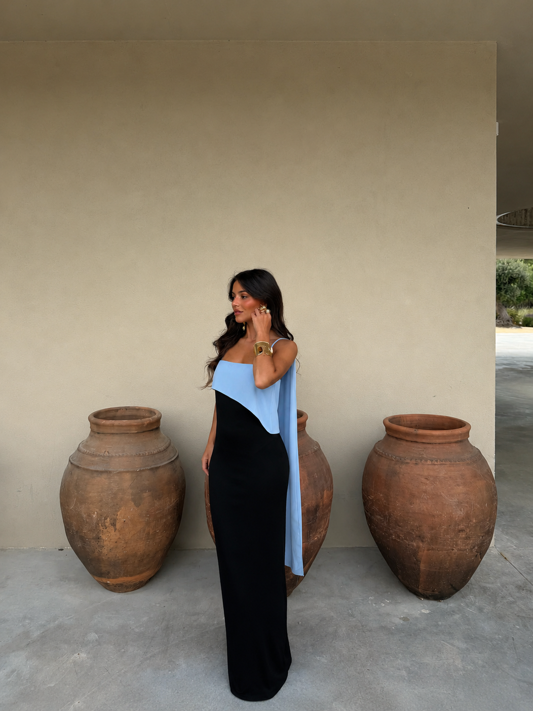 Joanna / Vestido en negro y azul
