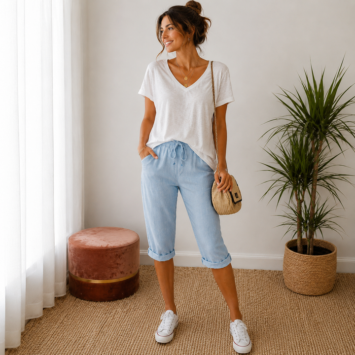 Andrea® | Shorts de mujer de algodón y lino