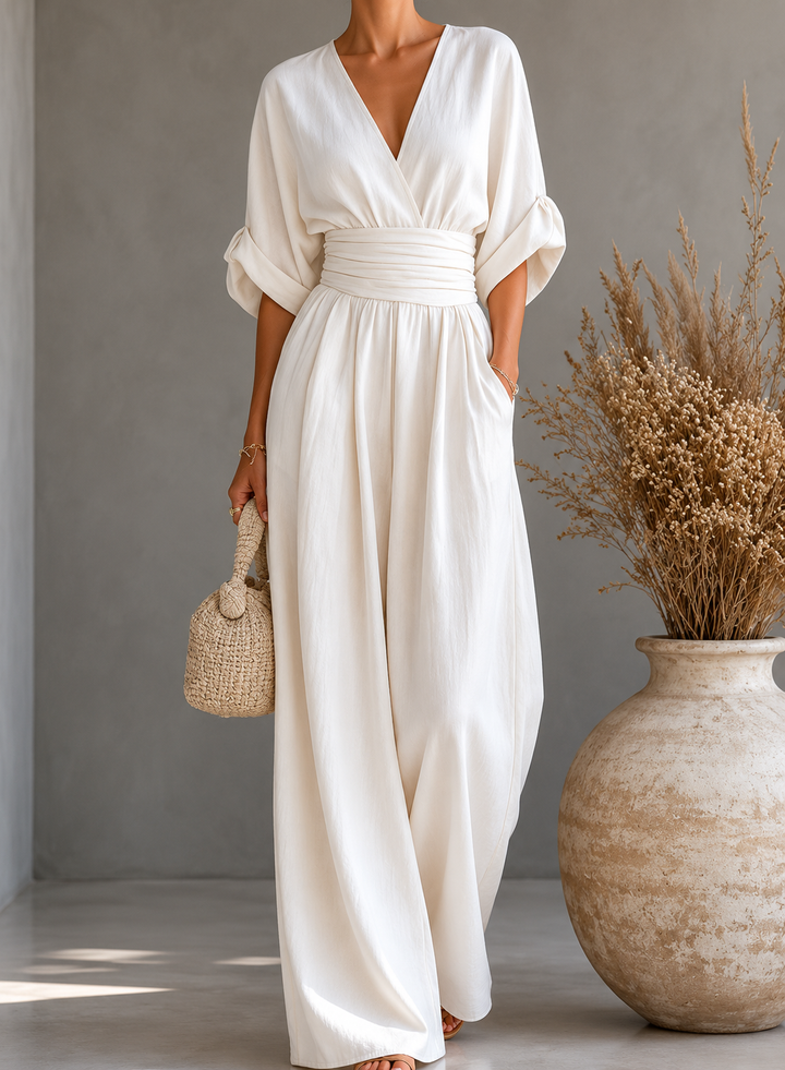 Daniela - Mono elegante de escote en V y pierna ancha