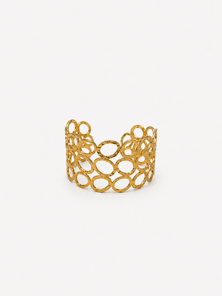 Brazalete óvalos picados dorado