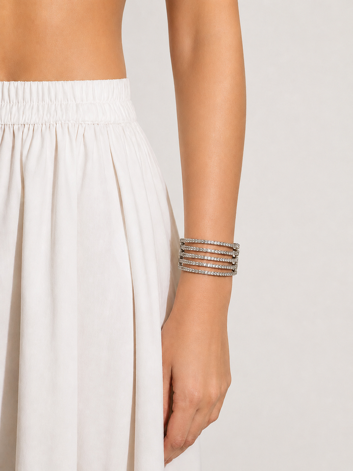 Brazalete aros brillos plata
