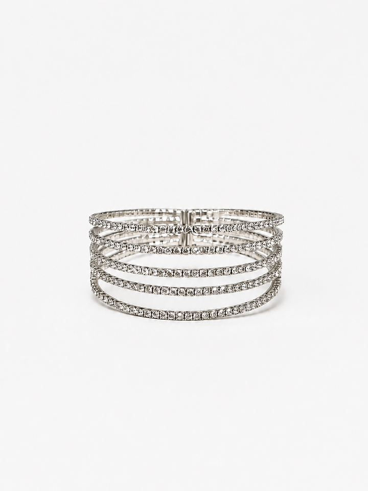Brazalete aros brillos plata