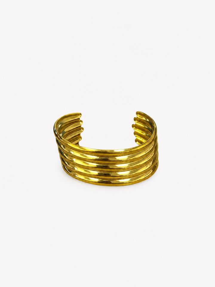 Brazalete aros asimétrico dorado