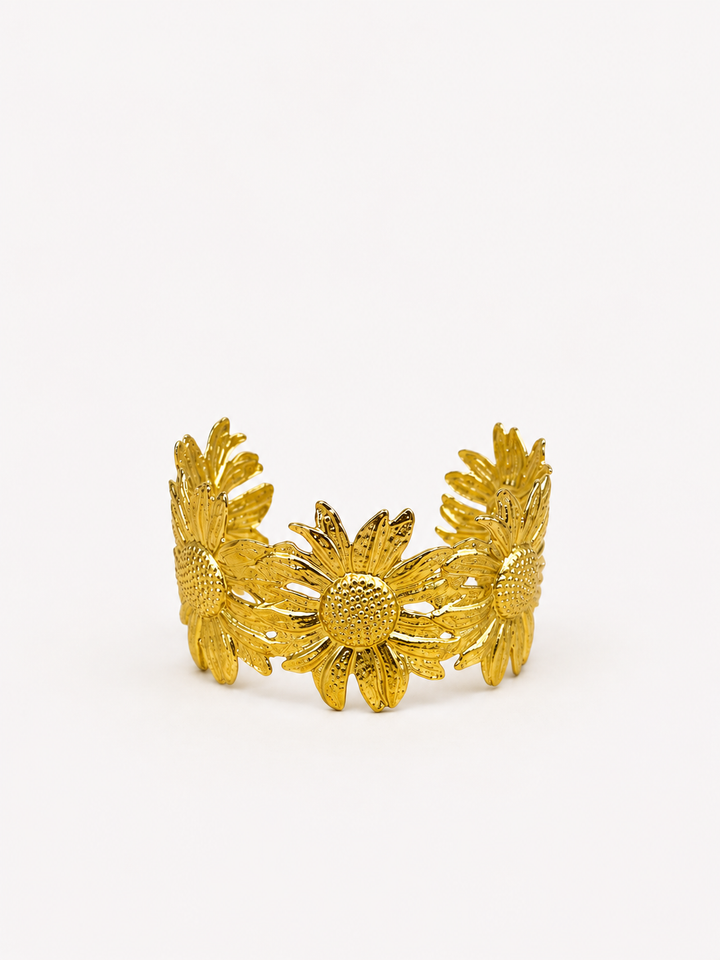 Brazalete flor picada dorado