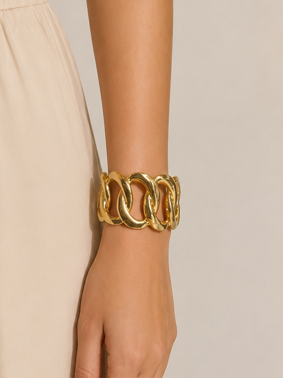 Brazalete aros entrelazados dorado