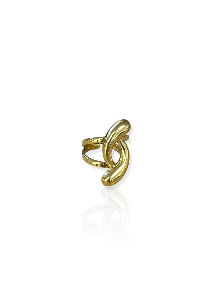 Anillo gotas cruzadas dorado