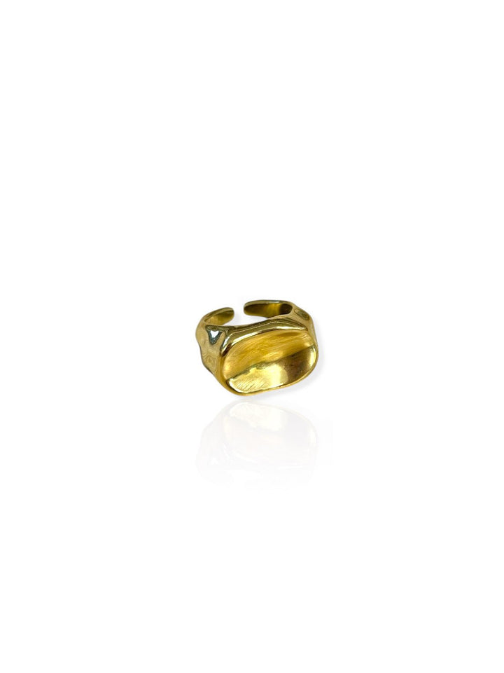 Anillo sello picado dorado