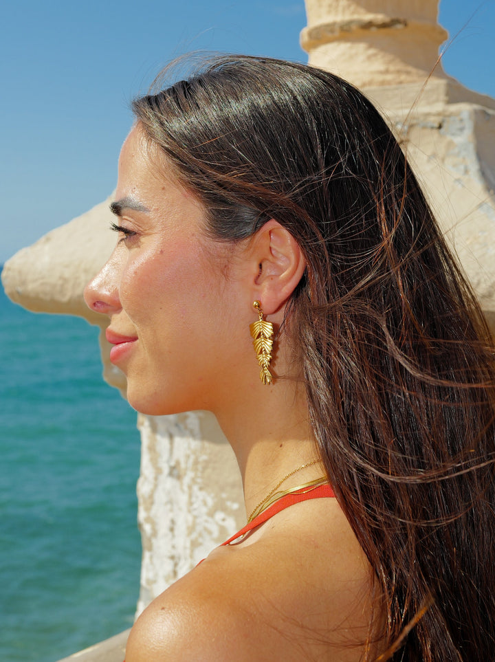 Pendientes palmera dorada