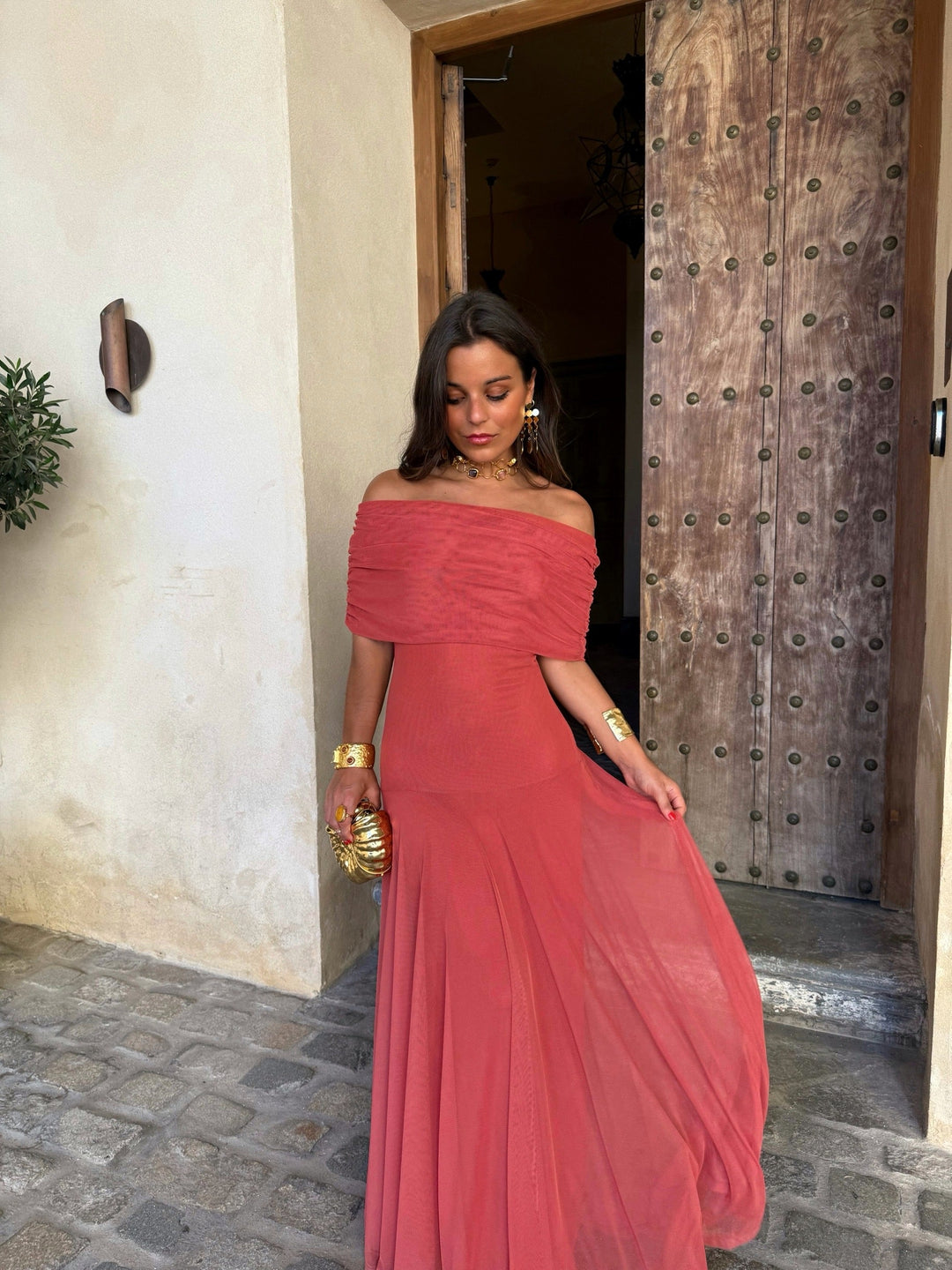 Vestido de Toledo en terracota claro