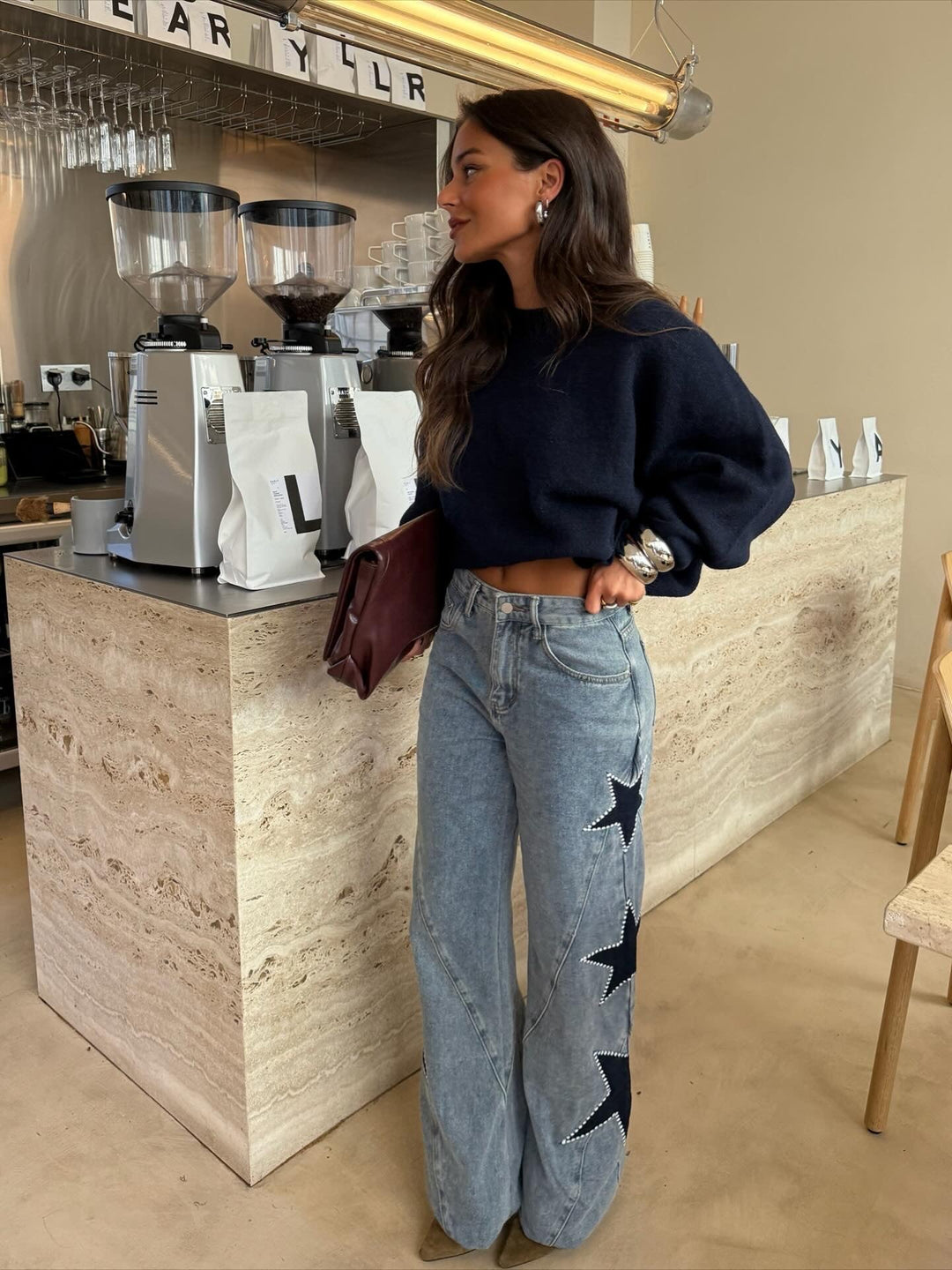 Vaquero denim con estrella negra