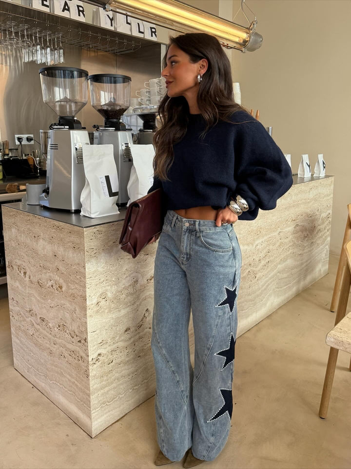 Vaquero denim con estrella negra