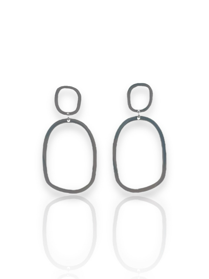 Pendientes óvalo plateado