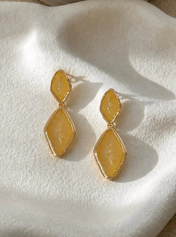 Pendientes rombos piedras amarillo