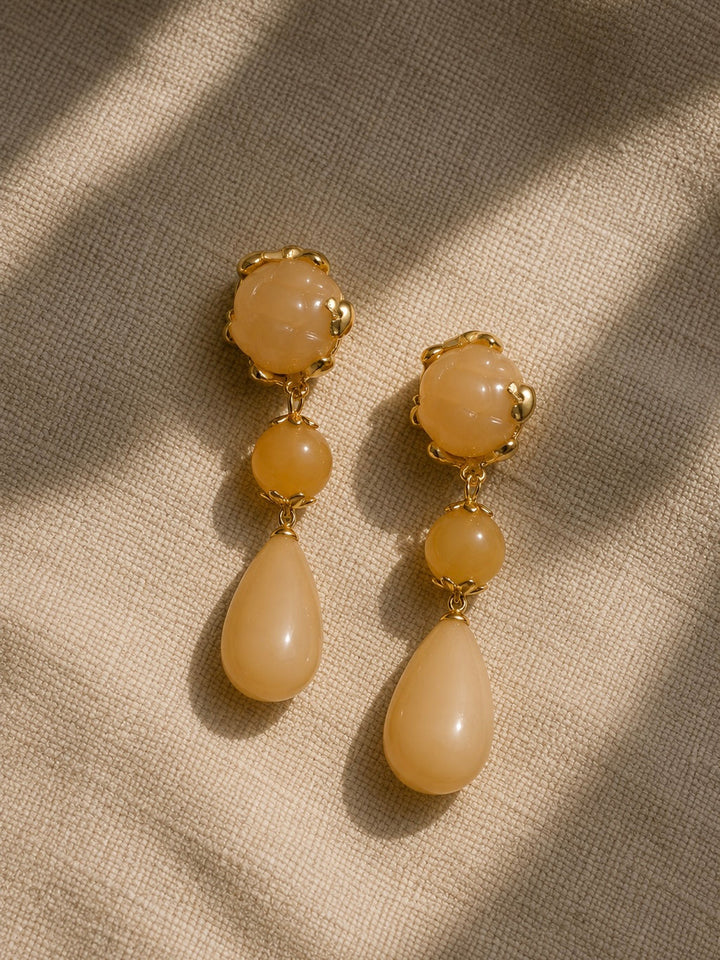 Pendientes cascada gota piedras amarillo