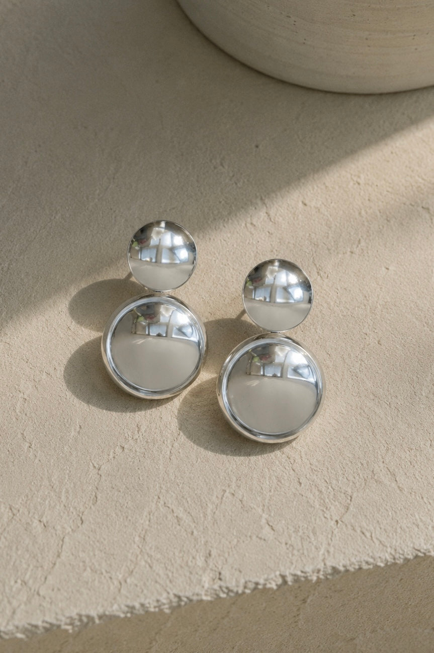 Pendientes óvalo relieve plateados