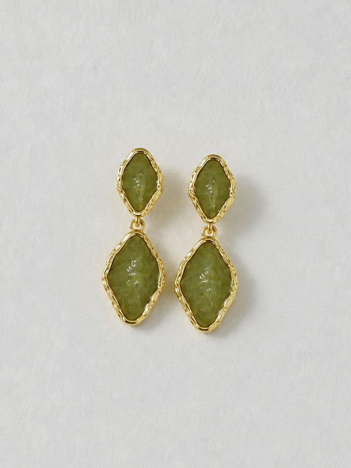 Pendientes rombos piedras verdes