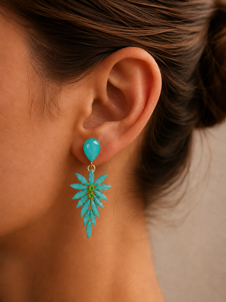Pendientes hoja brillantes menta