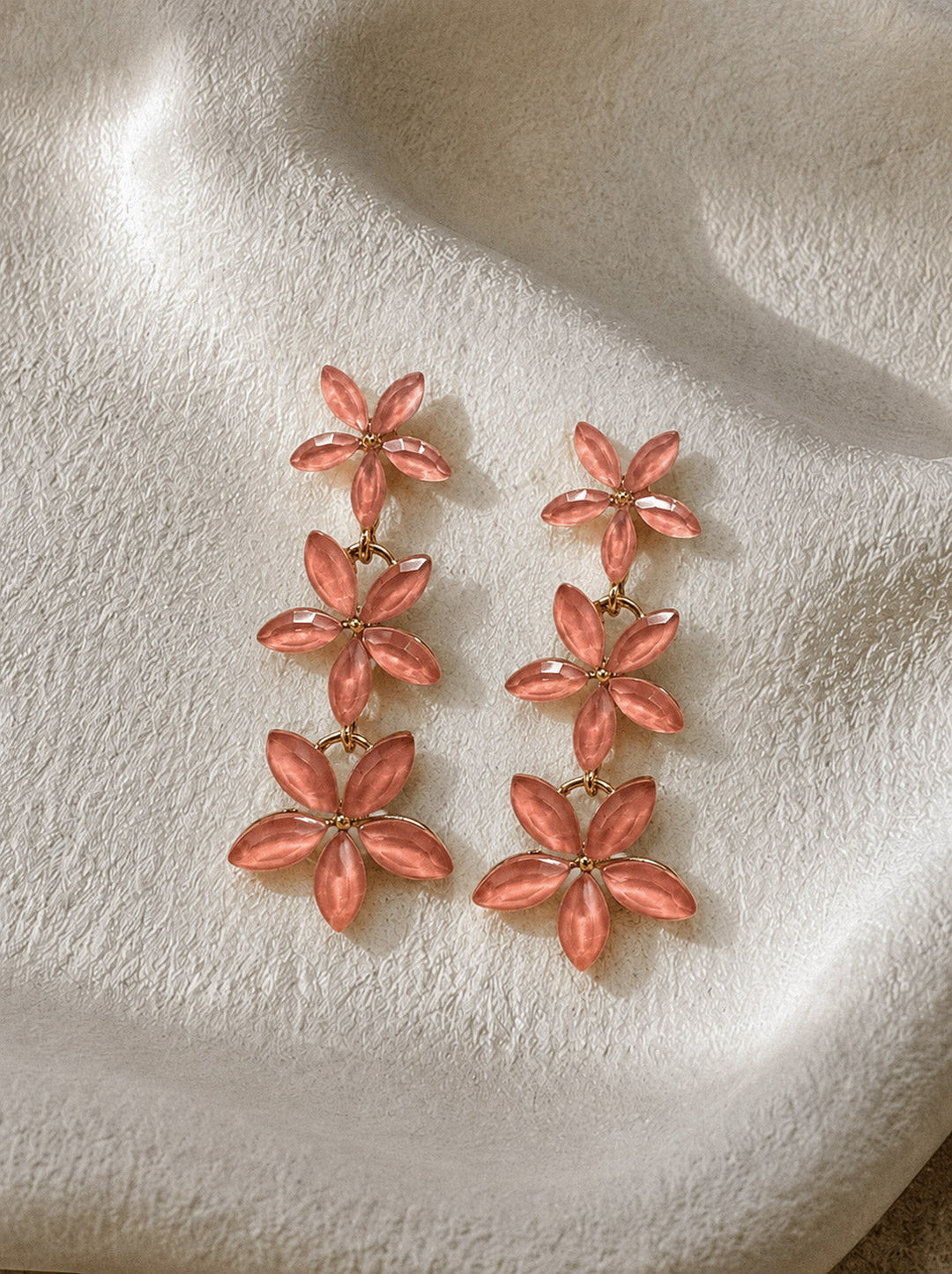 Pendientes flores piedras coral