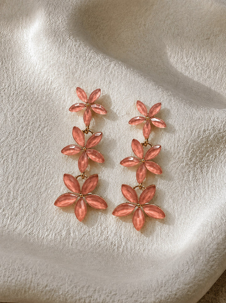 Pendientes flores piedras coral
