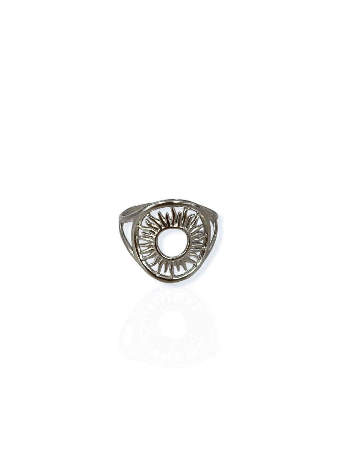 Anillo óvalo sol plateado