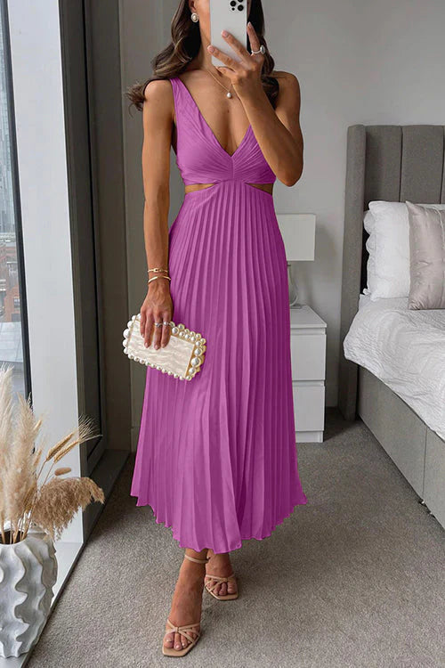 Camilla | Vestido maxi plisado