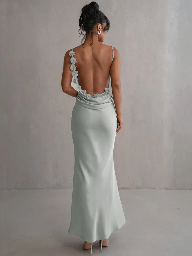 Maia | Vestido Largo Floral Sin Espalda