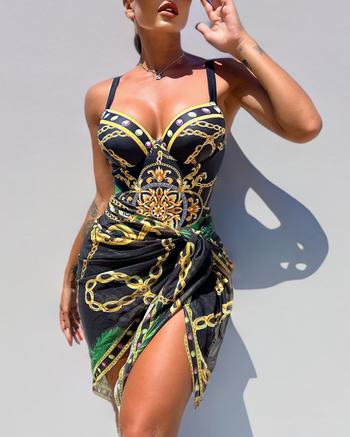 Bonifacia | Traje de baño entero con efecto push-up y falda de playa a juego