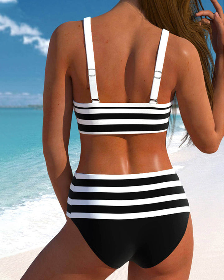 Agripina | Bikini de talle alto a rayas