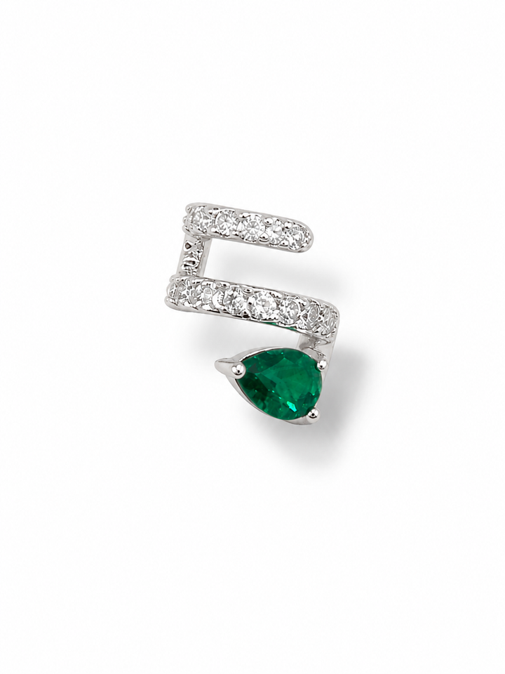 Pendiente suelto ear cuff perla verde plata