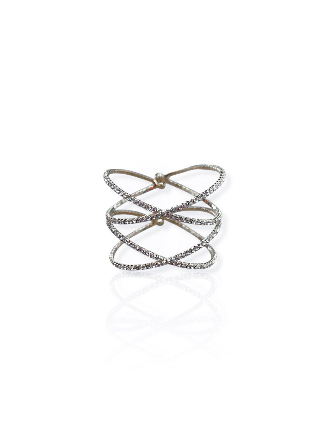 Brazalete cruzado brillos plateado