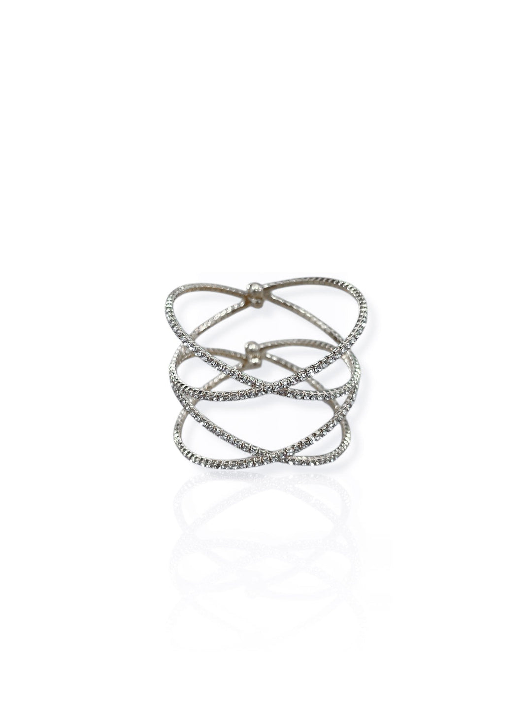 Brazalete cruzado brillos plateado