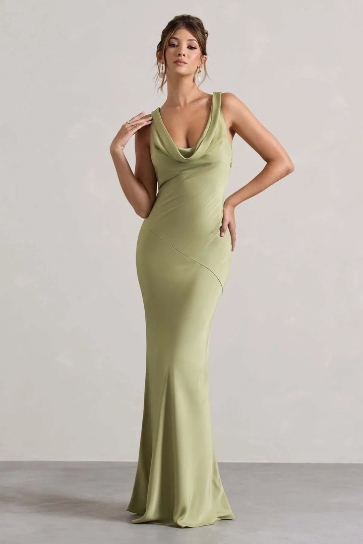 Célestine Vestido Largo — Verde Oliva