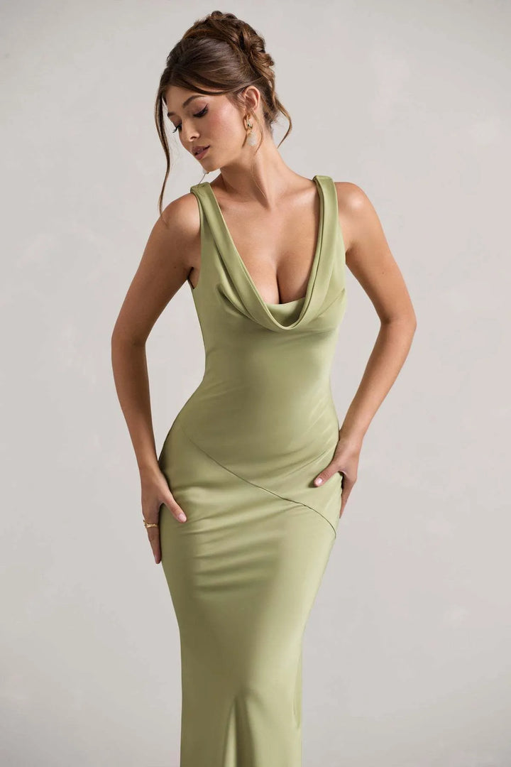 Célestine Vestido Largo — Verde Oliva