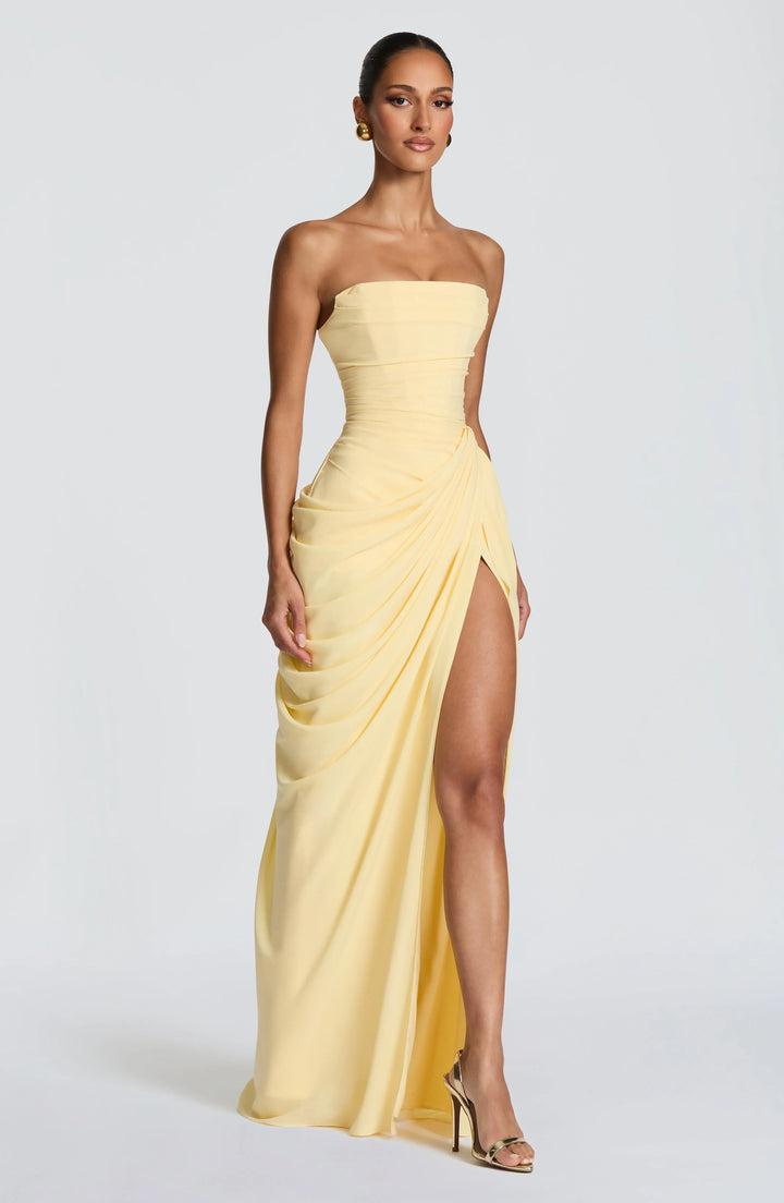 Adriana - Vestido Largo Drapeado con Abertura