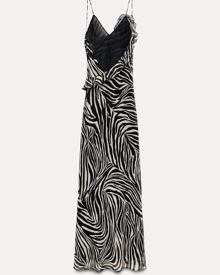 Lucia | Vestido Satinado con Estampado de Cebra