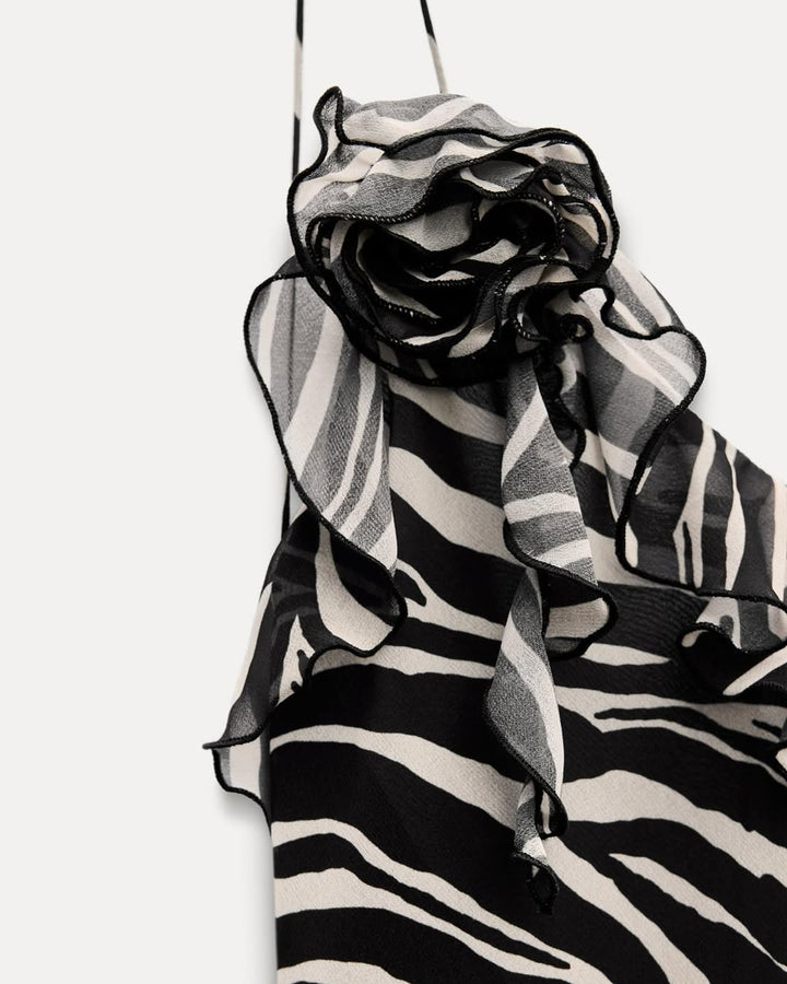 Lucia | Vestido Satinado con Estampado de Cebra