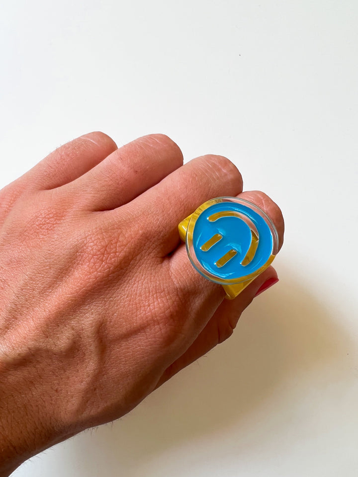Anillo happy grande azul