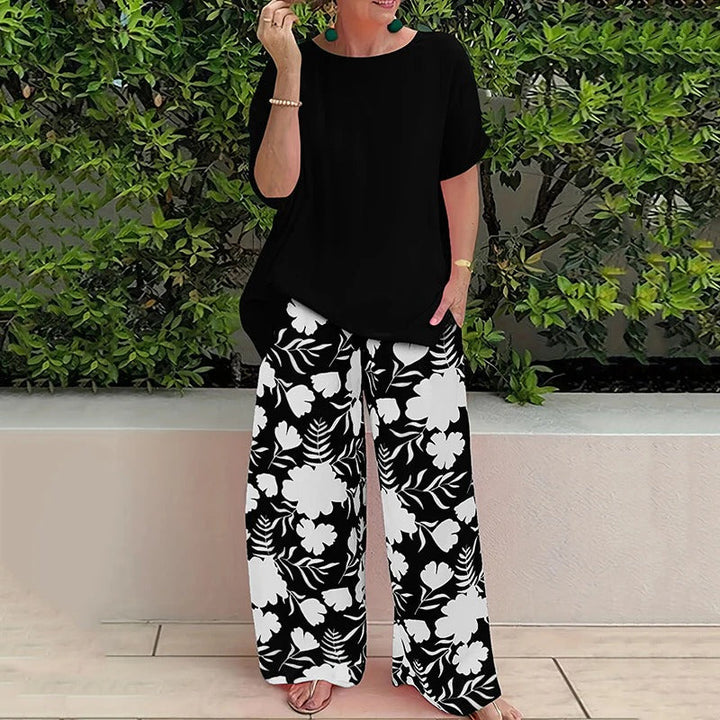 Sofía | Conjunto Top + Pantalones florales de algodón elástico