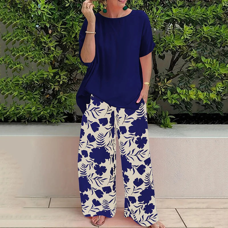 Sofía | Conjunto Top + Pantalones florales de algodón elástico