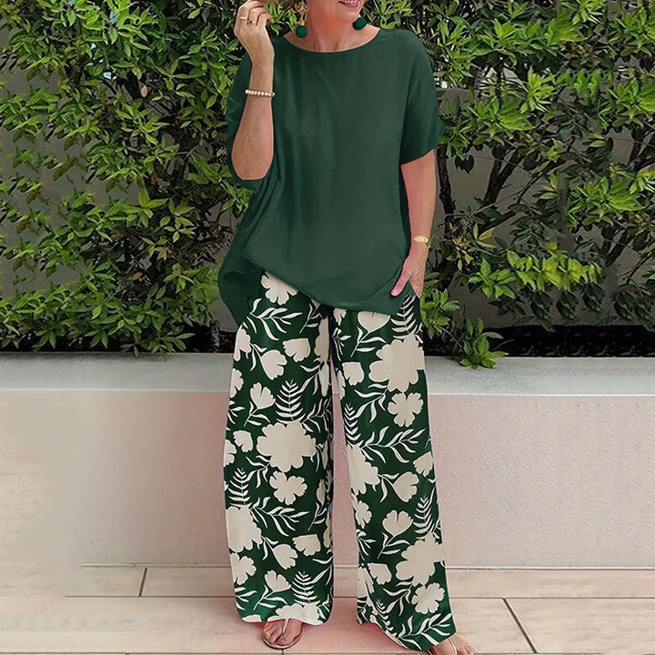 Sofía | Conjunto Top + Pantalones florales de algodón elástico