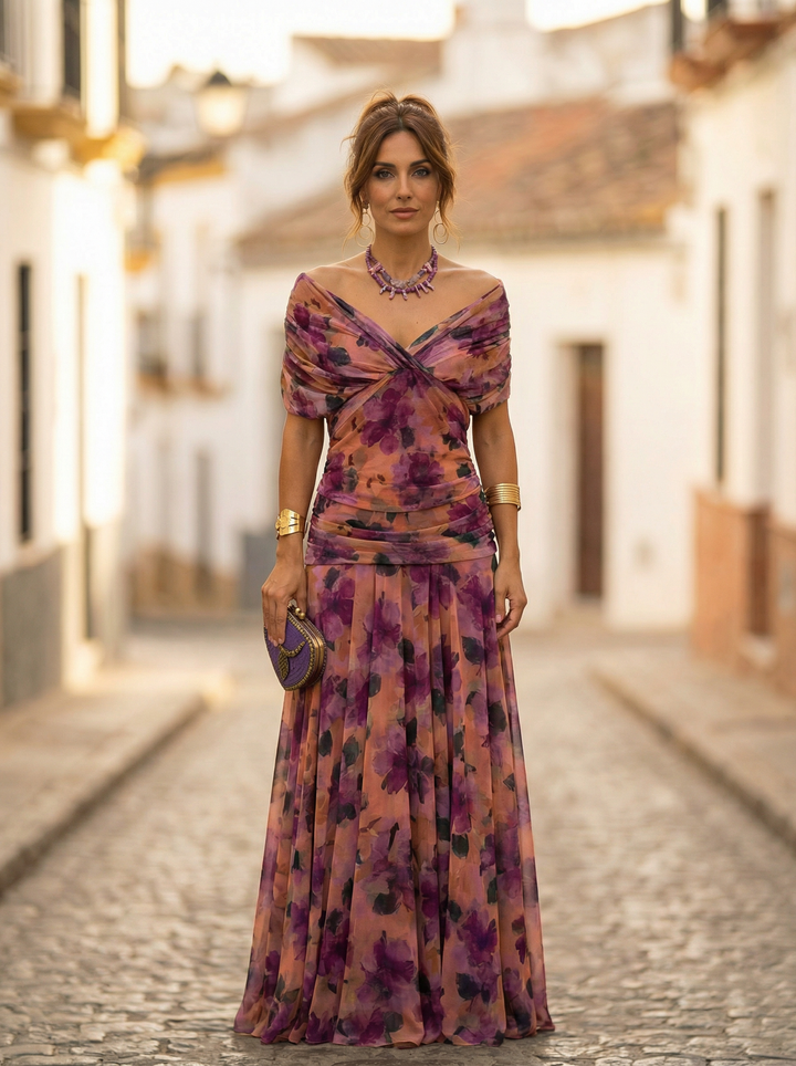 Leo | Vestido largo con cuello en V elegante