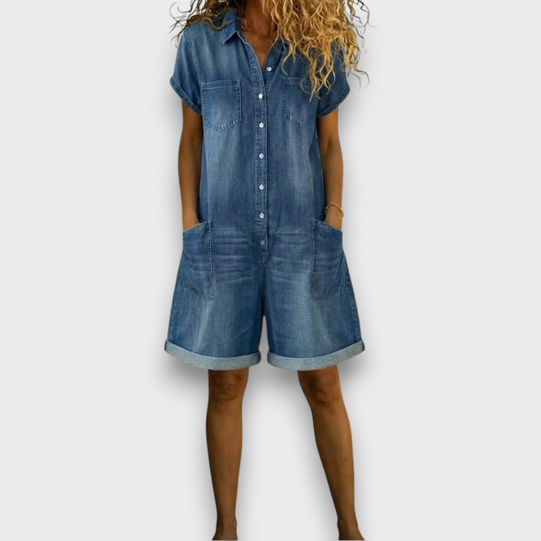Joan | Mono corto vintage con aspecto denim