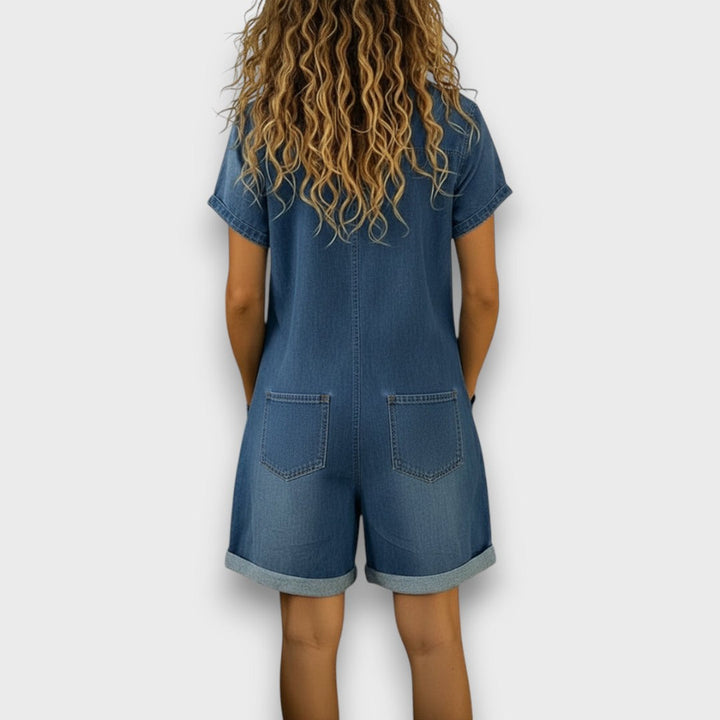 Joan | Mono corto vintage con aspecto denim