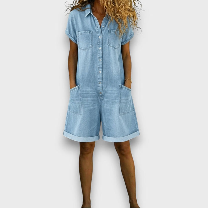 Joan | Mono corto vintage con aspecto denim
