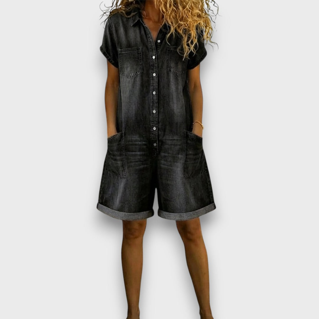Joan | Mono corto vintage con aspecto denim